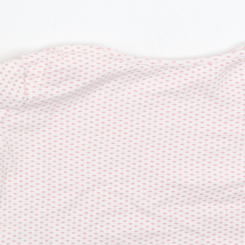 Marks & Spencer Baby White Polka Dot Cotton Basic Blouse Size 6-9 Months Crew Neck