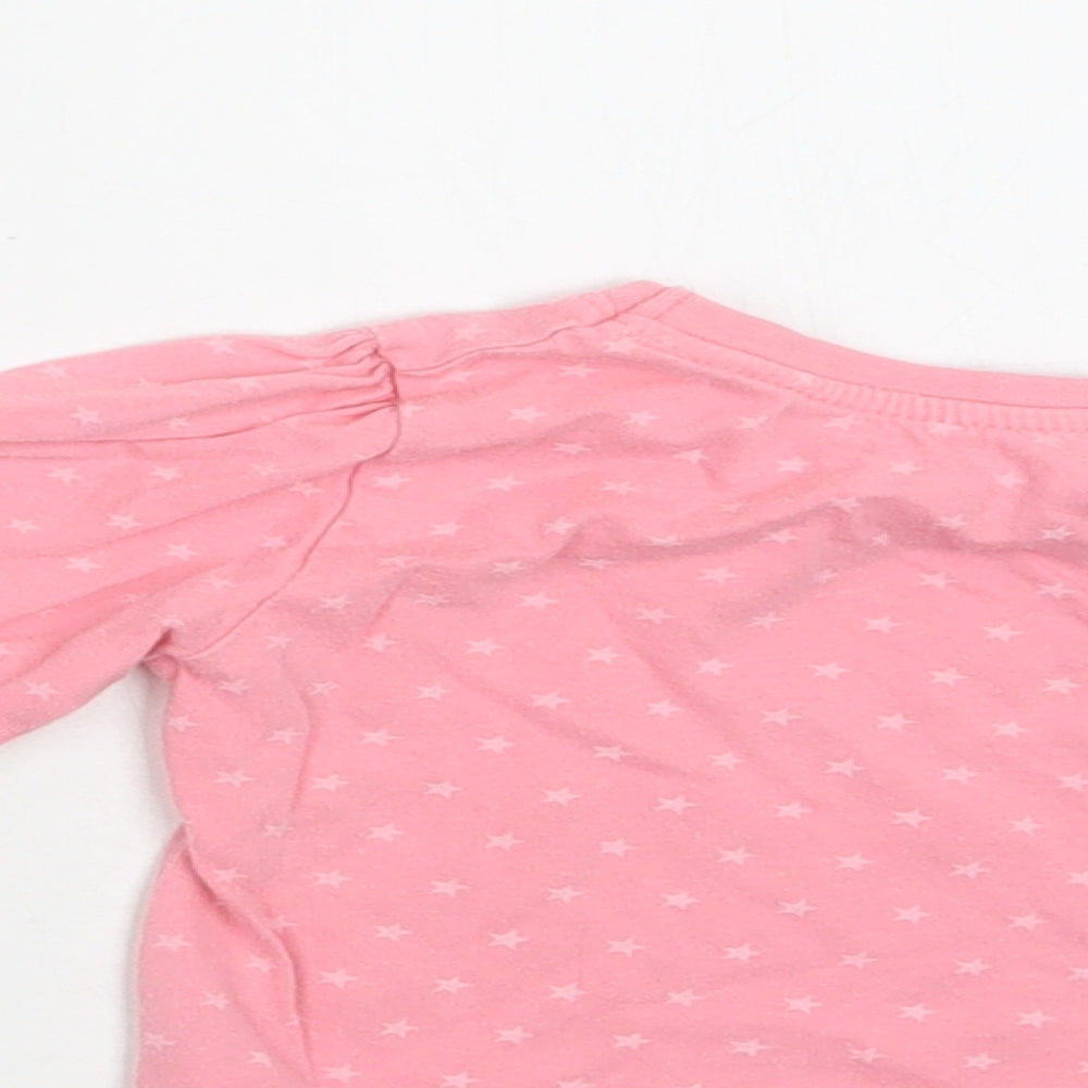 Primark Baby Pink Geometric Cotton Basic T-Shirt Size 9-12 Months Crew Neck - Star Print