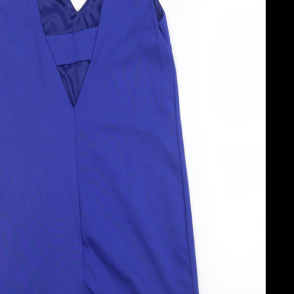 Mabgo Womens Blue Viscose A-Line Size S V-Neck