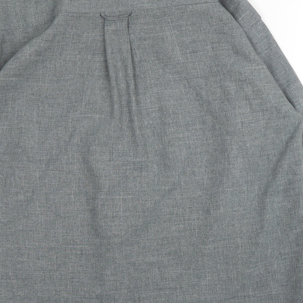 Matinee Mens Grey Polyester Button-Up Size L Collared Button