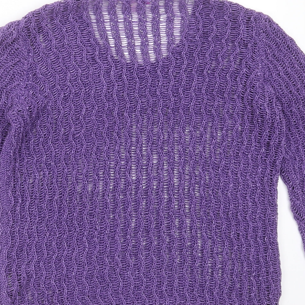 Marks & Spencer Womens Purple Round Neck Geometric Acrylic Pullover Jumper Size M