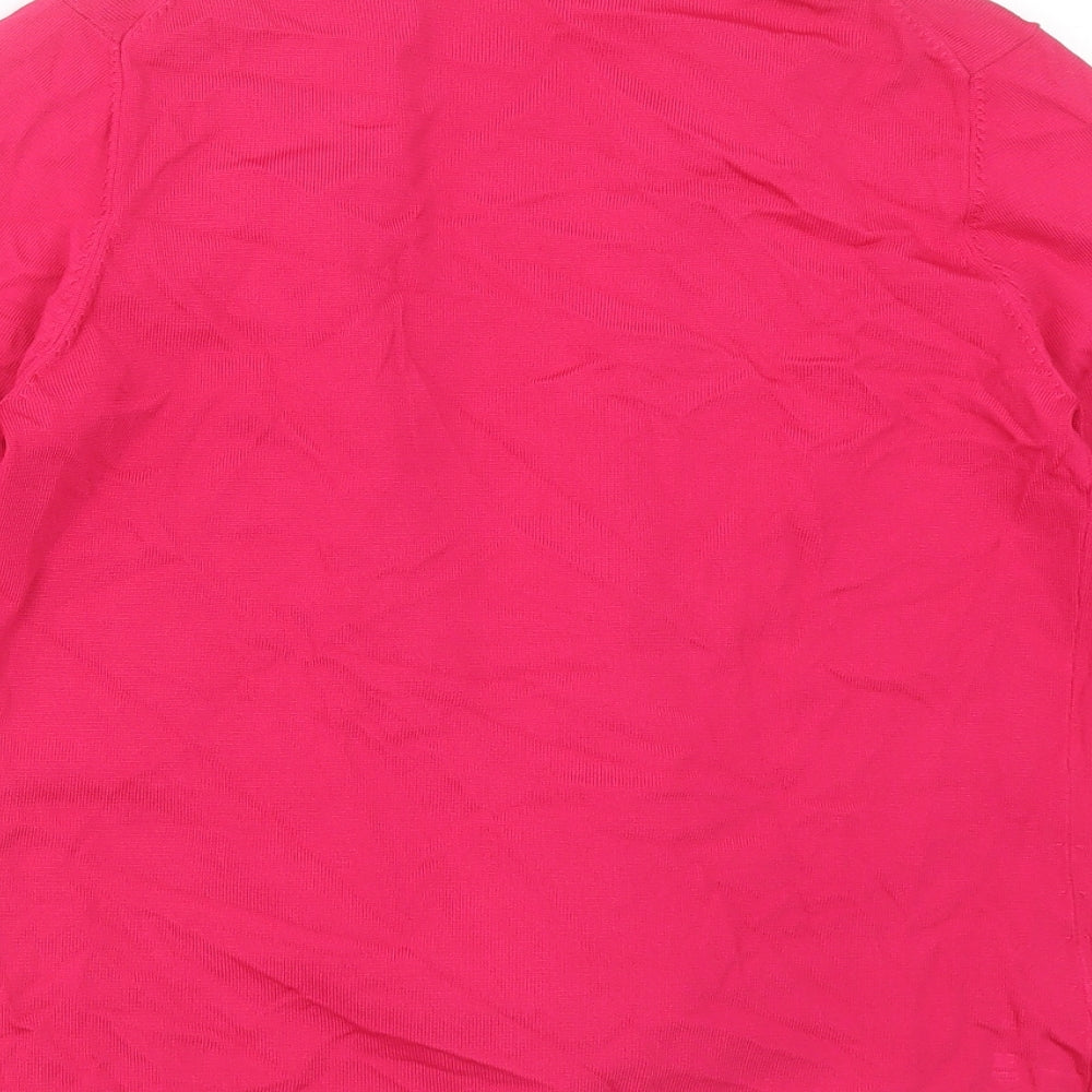 Country Casuals Womens Pink V-Neck Viscose Cardigan Jumper Size S