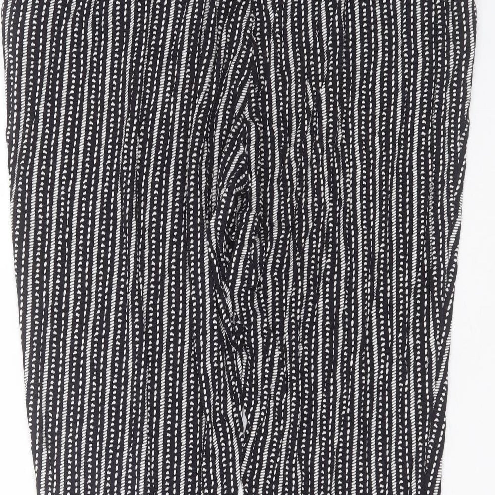 Marks and Spencer Womens Black Striped Viscose Trousers Size 34 in L28 in Regular