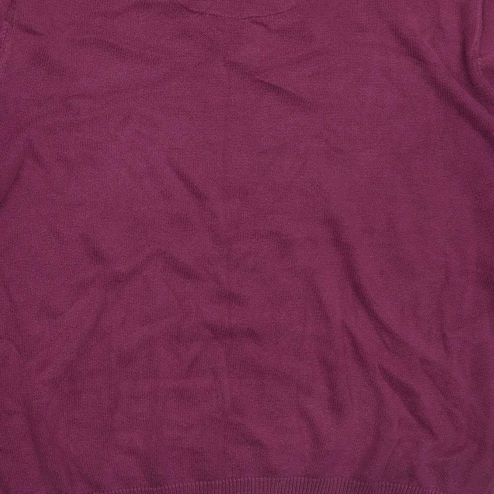 Marks & Spencer Mens Purple V-Neck Cotton Pullover Jumper Size L