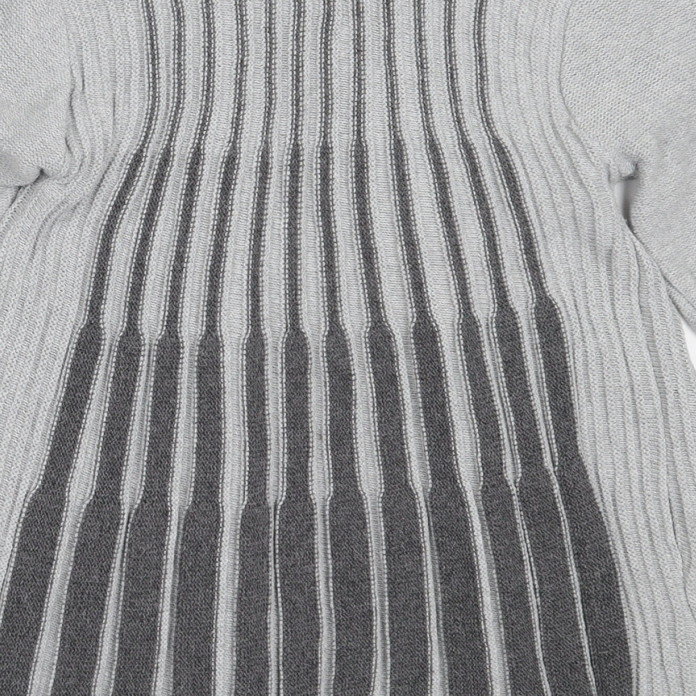 Pulse Womens Grey Round Neck Acrylic Cardigan Jumper Size S
