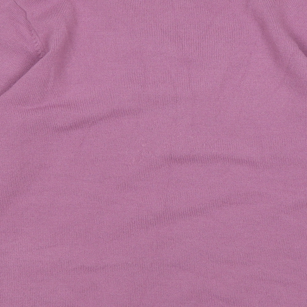 Ann Marie Womens Purple V-Neck Acrylic Pullover Jumper Size S