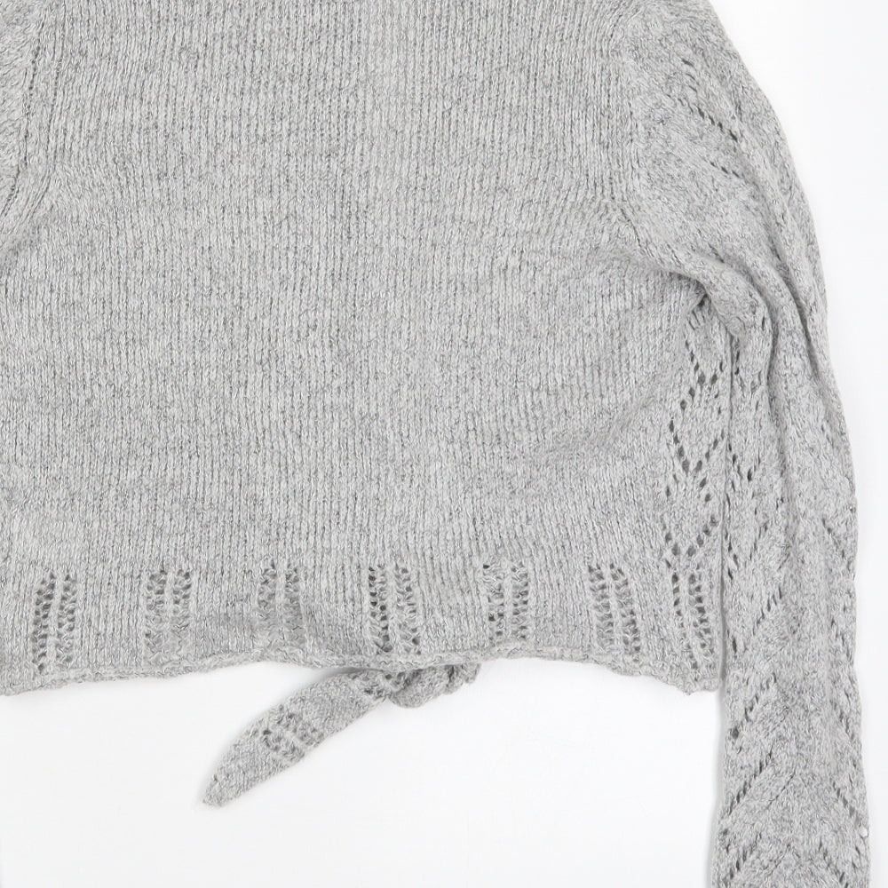NEXT Womens Grey V-Neck Acrylic Cardigan Jumper Size 10