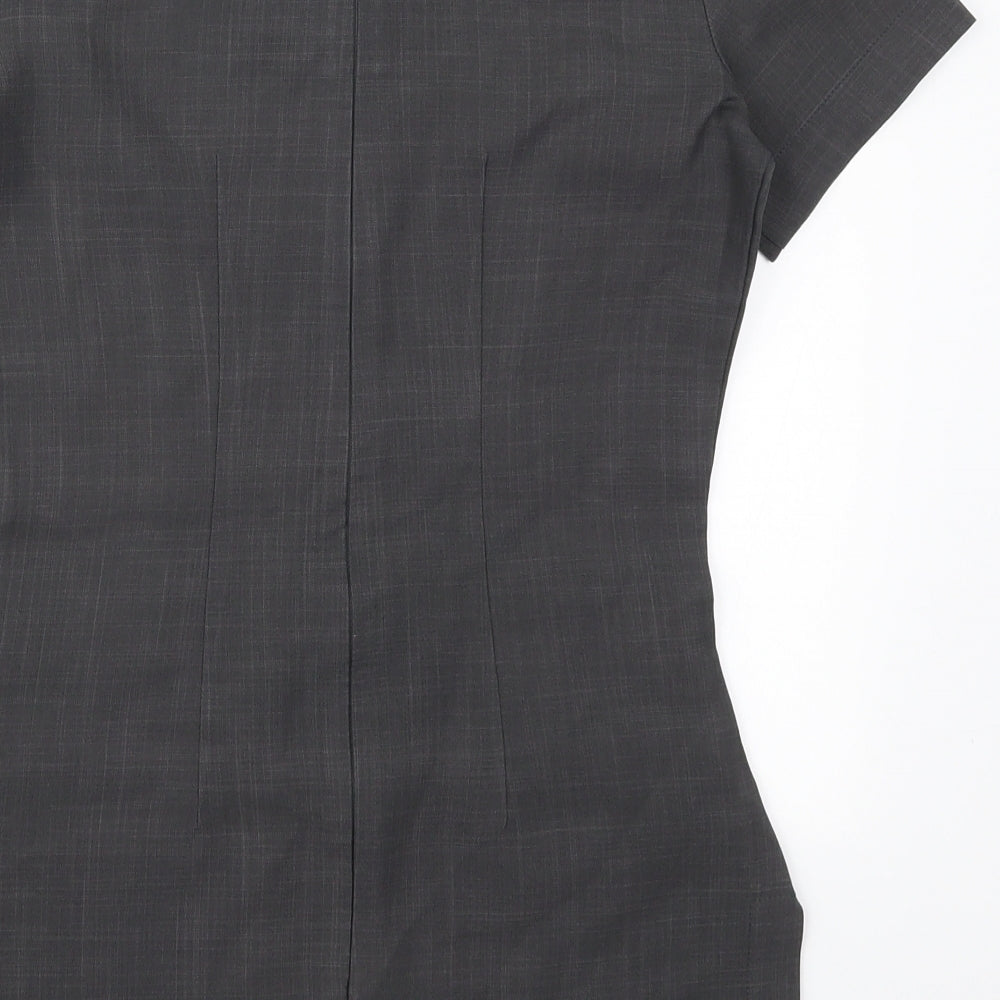 Florenceroby Womens Grey Polyester Basic Blouse Size 6 Round Neck