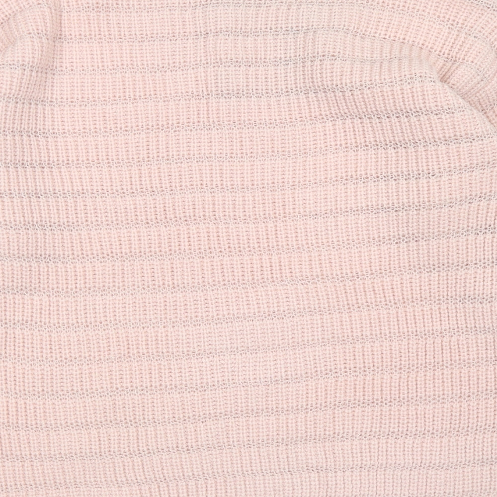 Originals Knitwear Womens Pink Round Neck Striped Acrylic Pullover Jumper Size M