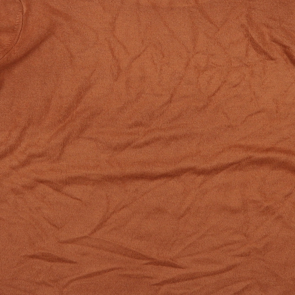 Marks & Spencer Collection Womens Brown Mock Neck Acrylic Pullover Jumper Size 14