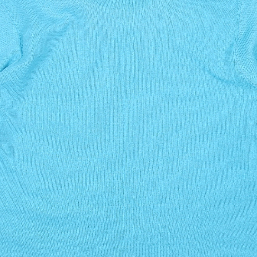 Simon Jeffrey Womens Blue Collared Acrylic Pullover Jumper Size L