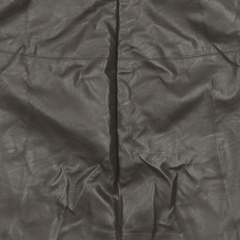 Missguided Womens Green Polyurethane A-Line Skirt Size 8 Zip