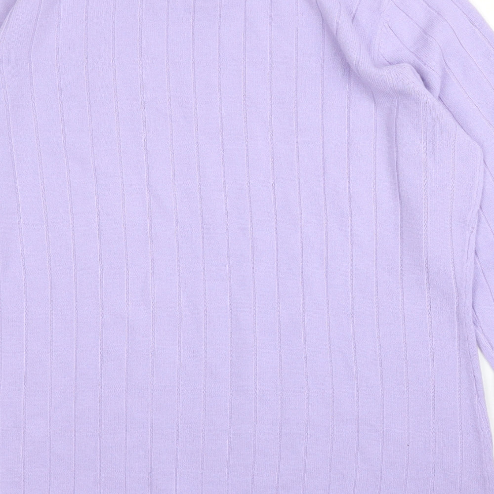 BHS Womens Purple Acrylic Basic Blouse Size 14 Round Neck