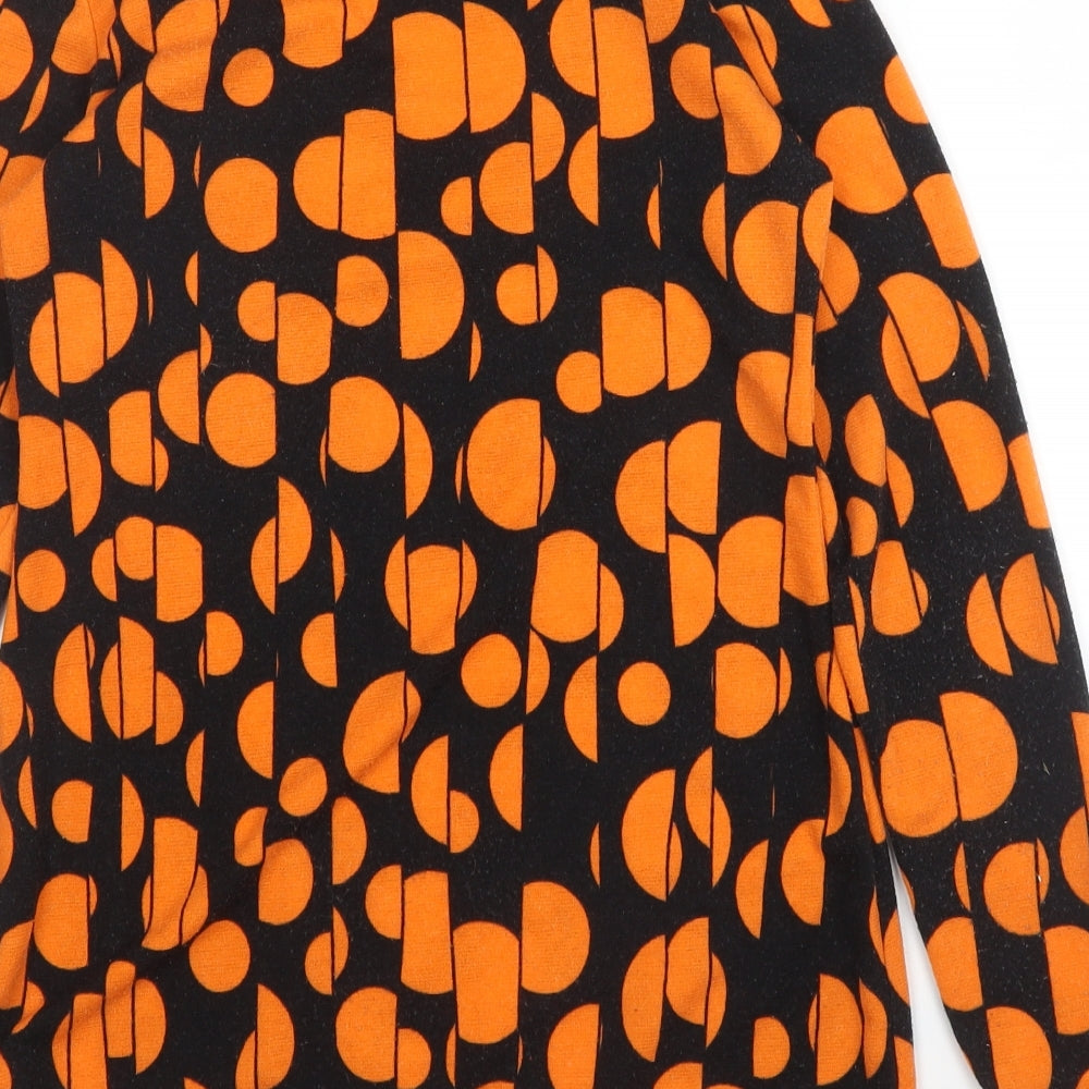 CMD Womens Orange Polka Dot Viscose Basic Blouse Size 10 Round Neck