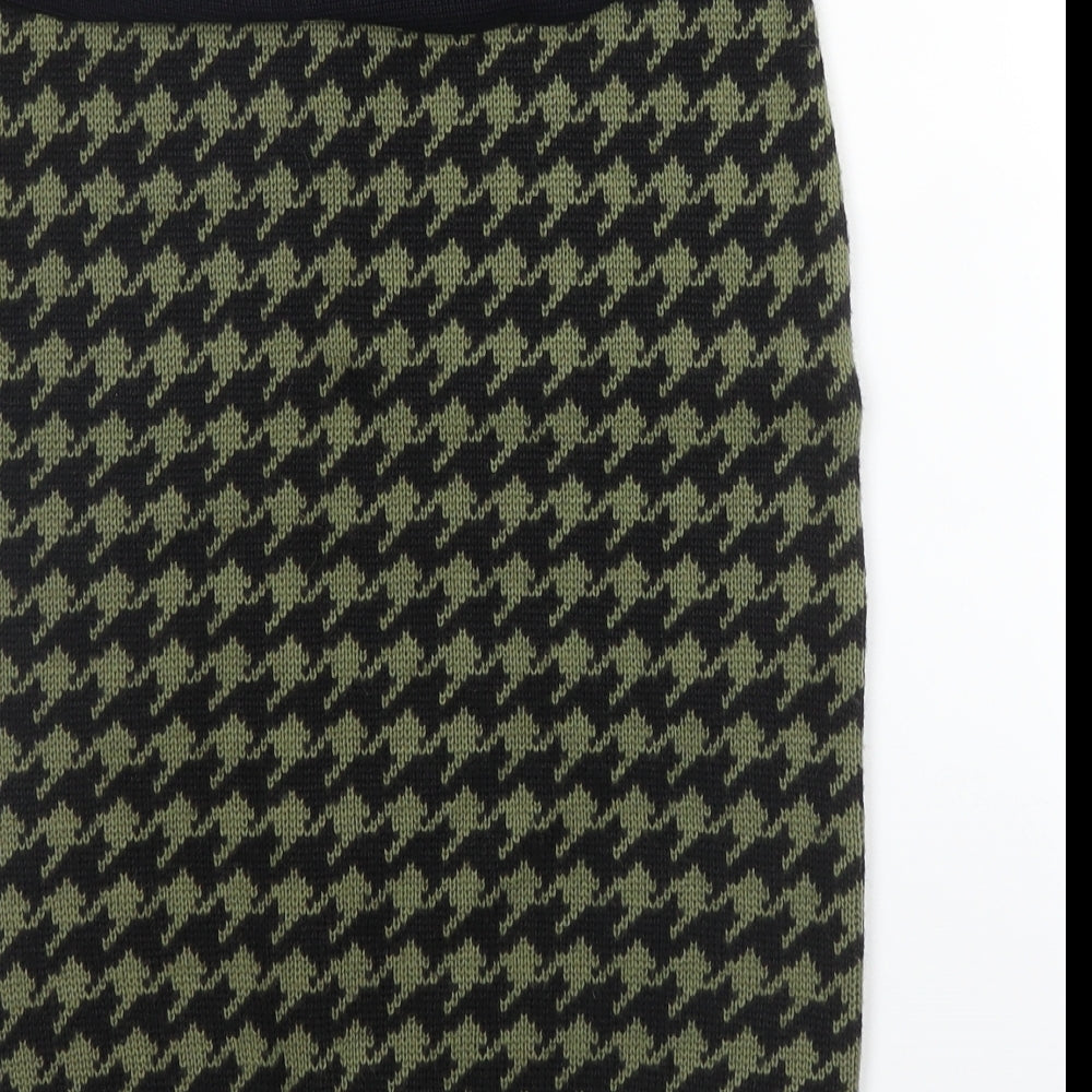 Takara Womens Green Houndstooth Acrylic Bandage Skirt Size M