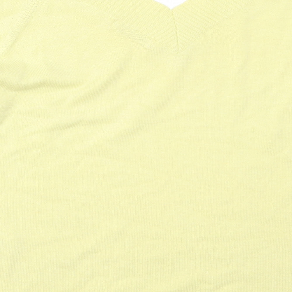 Signature Experience Womens Yellow V-Neck Cotton Pullover Jumper Size L
