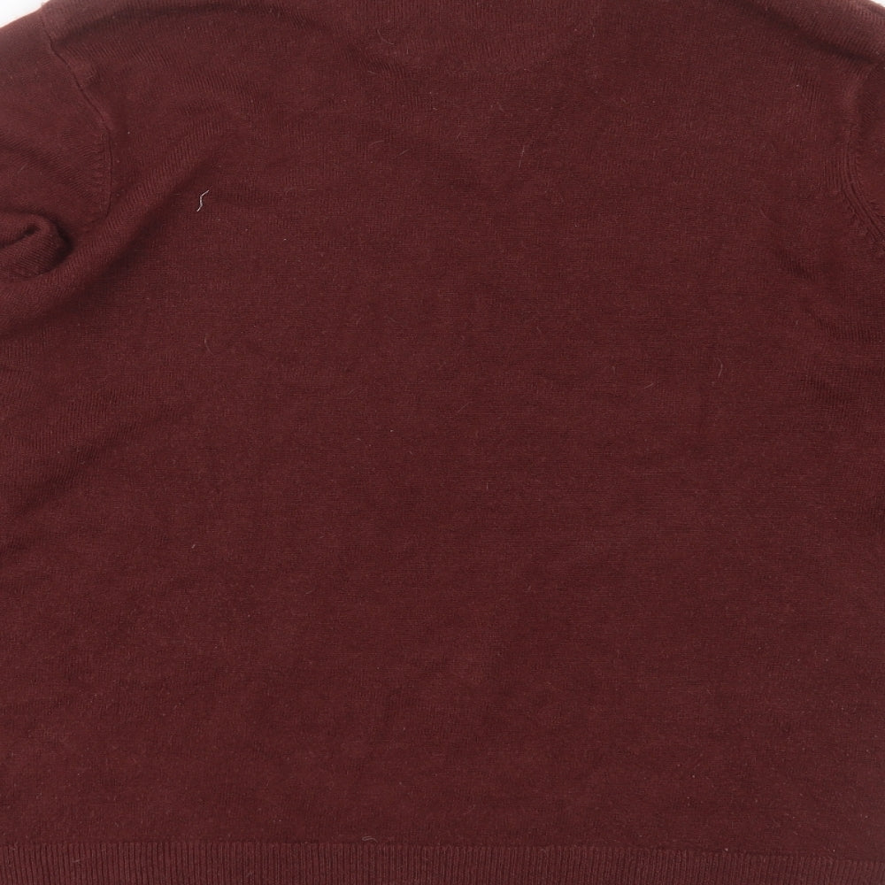 Hutson Harbour Mens Red Collared Acrylic Pullover Jumper Size M - burgundy