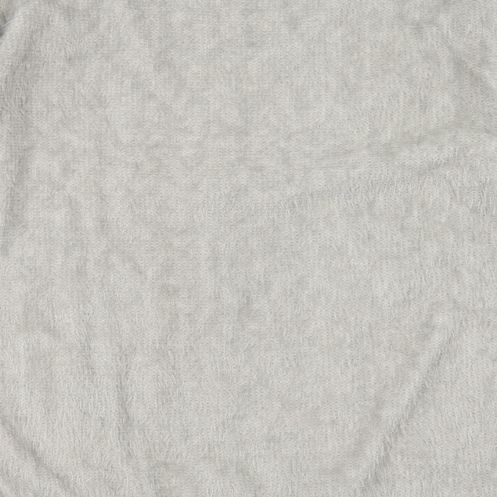 MissLook Womens Grey Round Neck Cotton Pullover Jumper Size 2XL