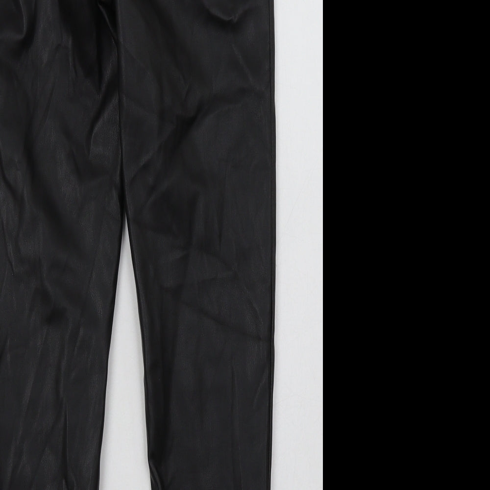 Primark Womens Black Polyurethane Trousers Size 8 L28 in Regular Button