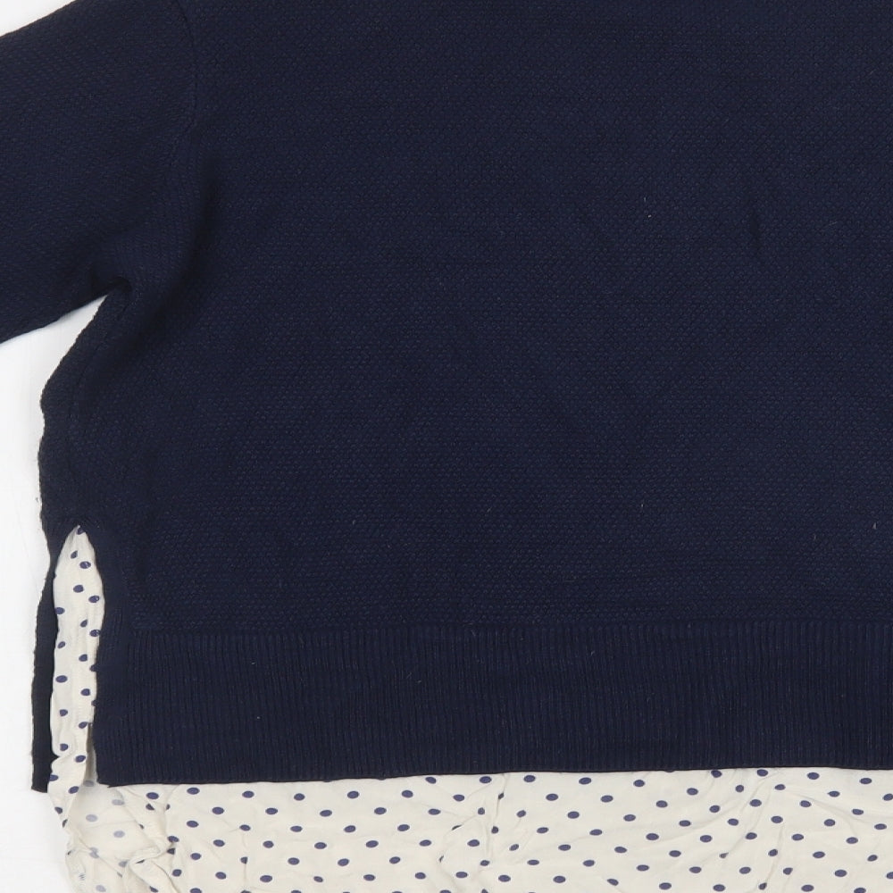 George Womens Blue Crew Neck Acrylic Pullover Jumper Size 12