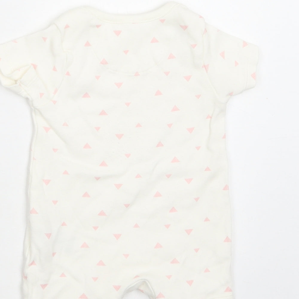 Marks & Spencer Baby White Geometric Cotton Romper One-Piece Size 0-3 Months Snap