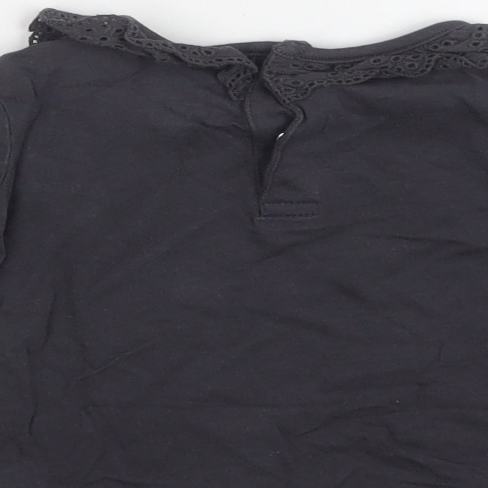 F&F Baby Grey Cotton Basic Blouse Size 3-6 Months Crew Neck Snap
