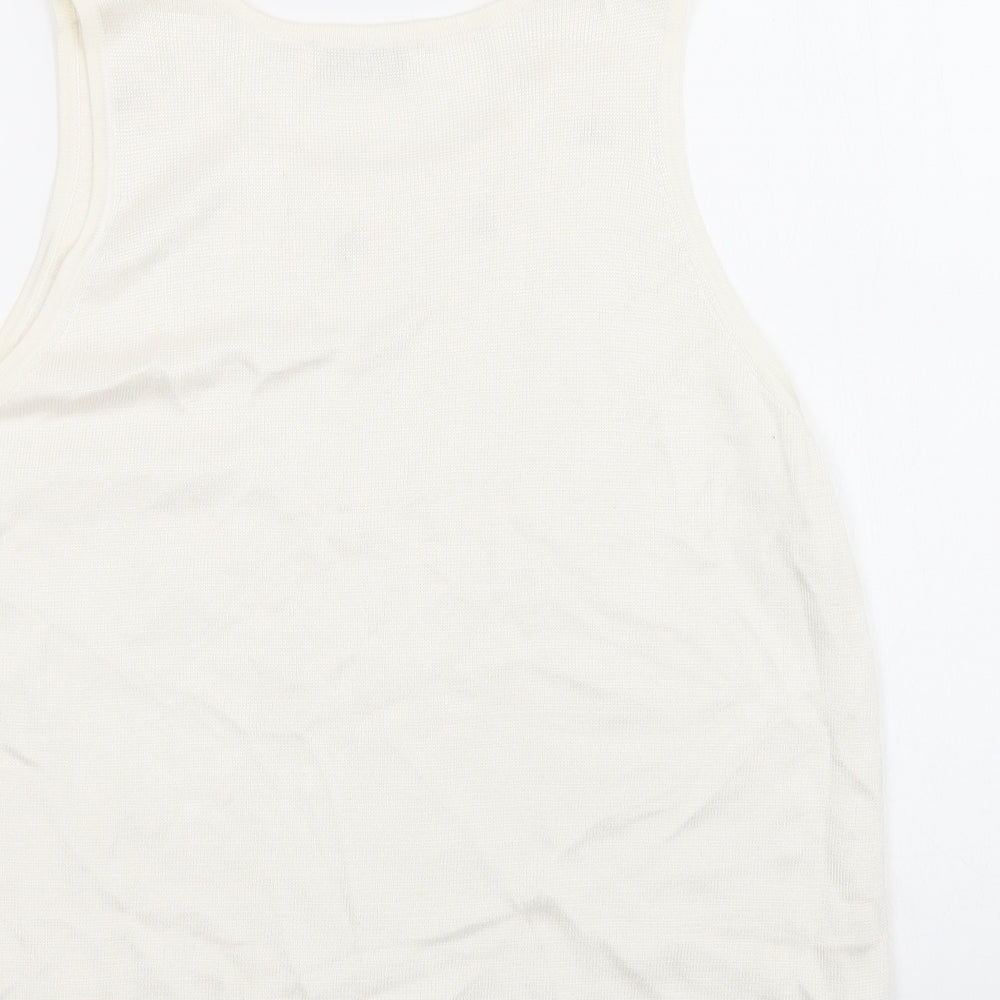 Kaleidoscope Womens Ivory Viscose Basic Blouse Size 14 Round Neck