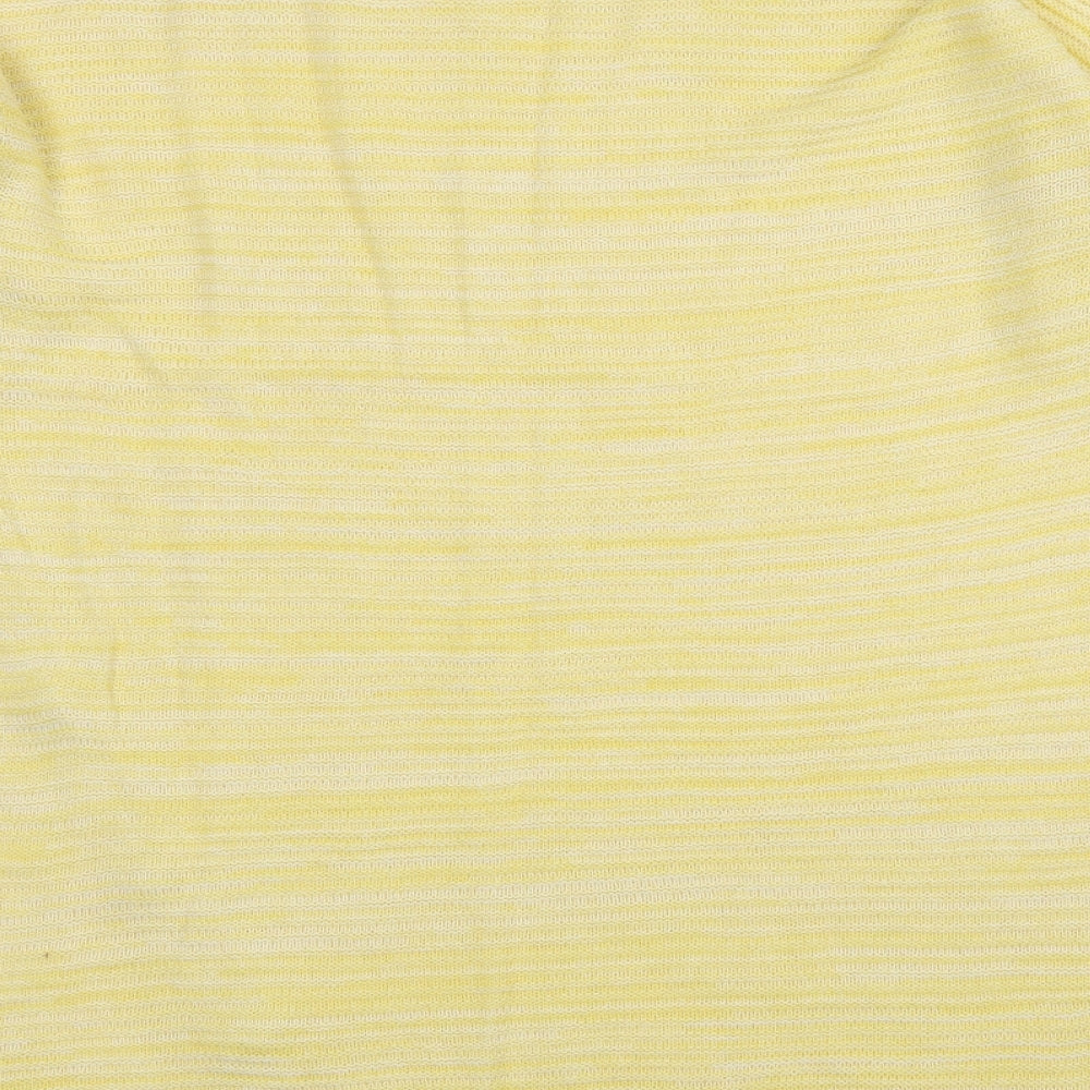 Peacocks Womens Yellow Boat Neck Striped Acrylic Pullover Jumper Size M