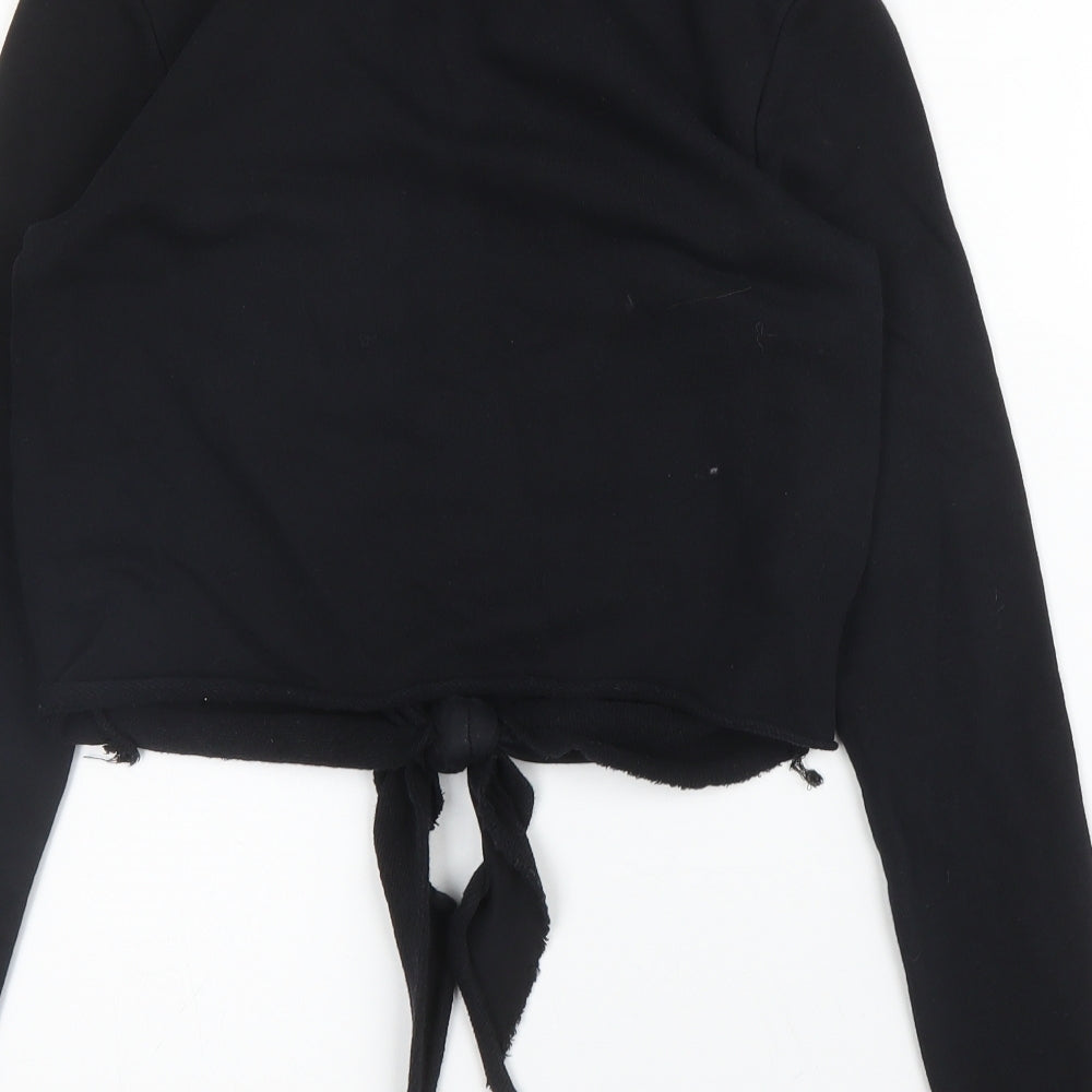 H&M Womens Black Round Neck Cotton Pullover Jumper Size XS