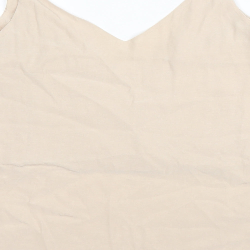 H&M Womens Beige Viscose Camisole Blouse Size 10 V-Neck