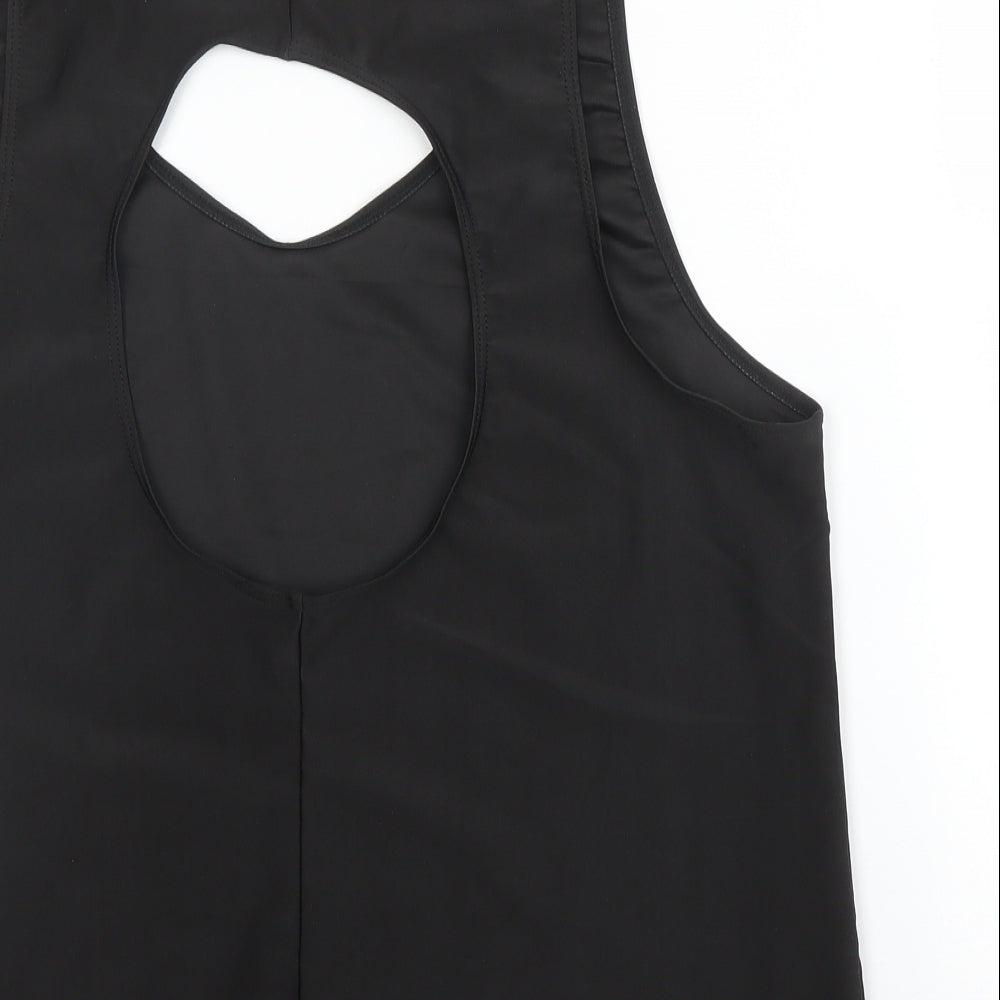 Preworn Womens Black Polyester Basic Blouse Size L Square Neck