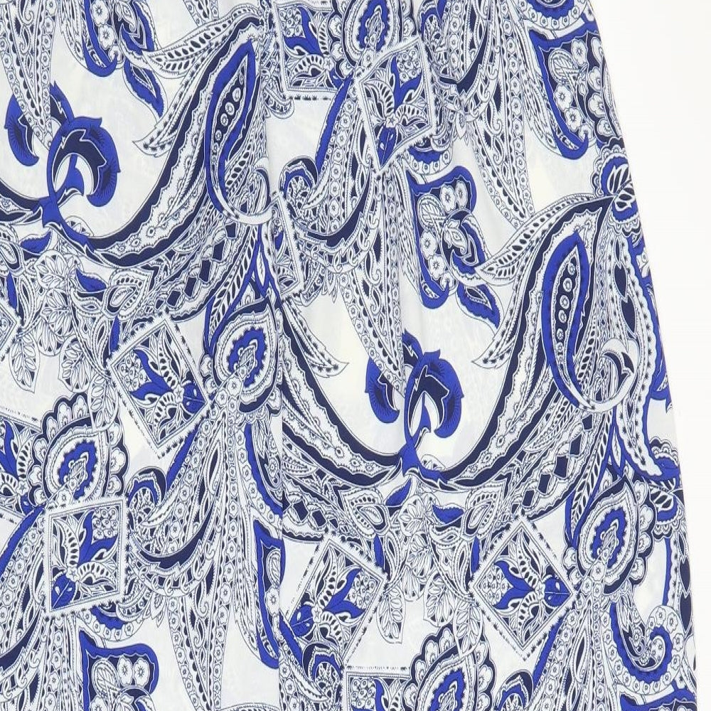 Love Womens Blue Paisley Polyester Trousers Size S L30 in Regular Zip