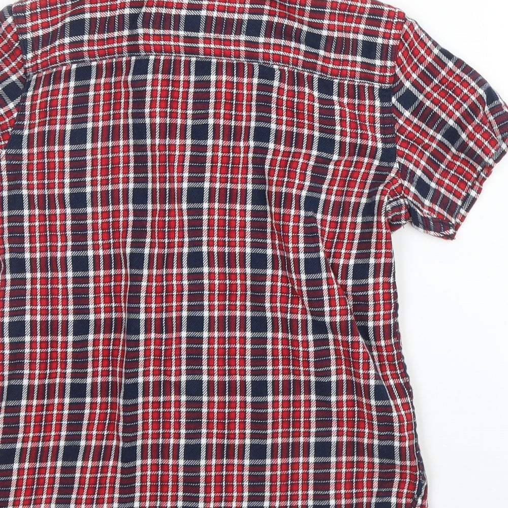 Primark Boys Red Plaid Cotton Basic Button-Up Size 5 Years Collared Button