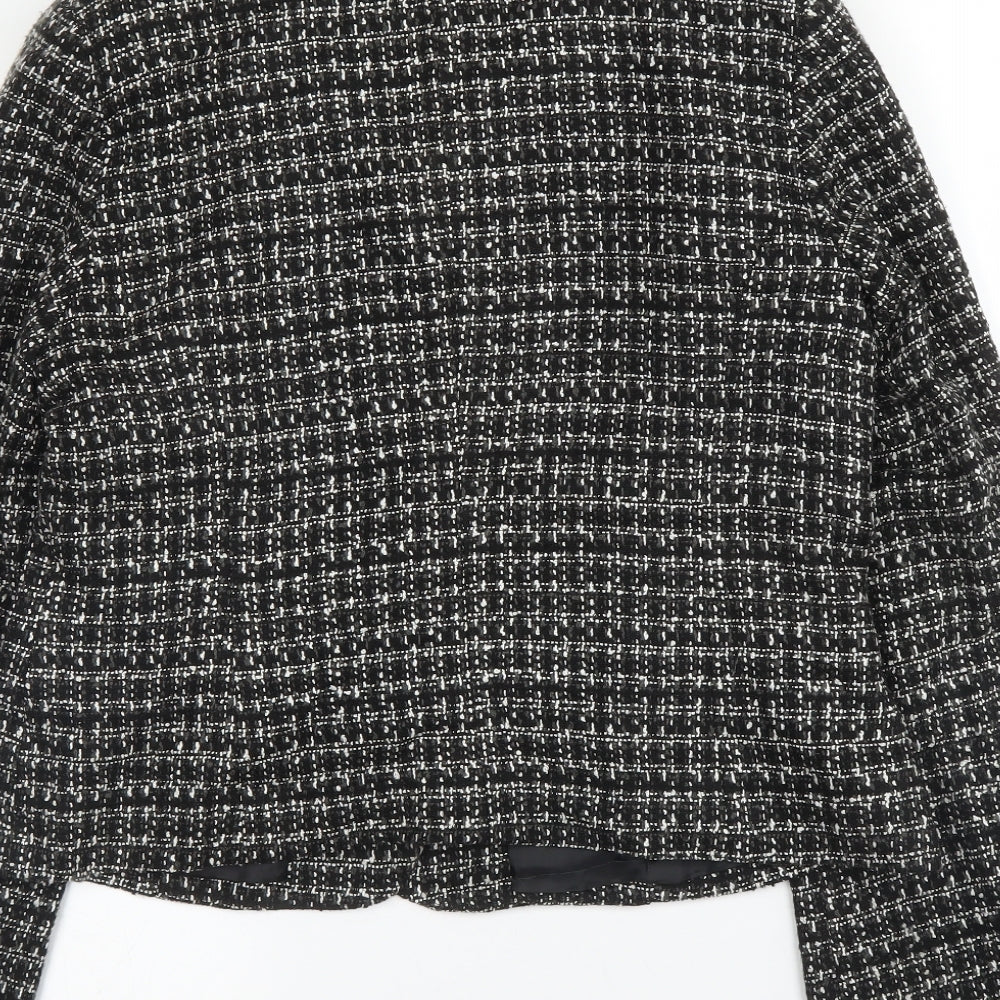BHS Womens Black Check Jacket Size 14 Button