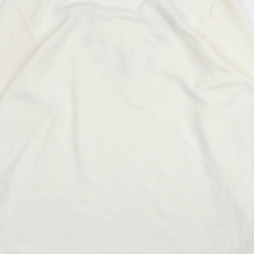 Bonmarché Womens White V-Neck Floral Cotton Pullover Jumper Size S