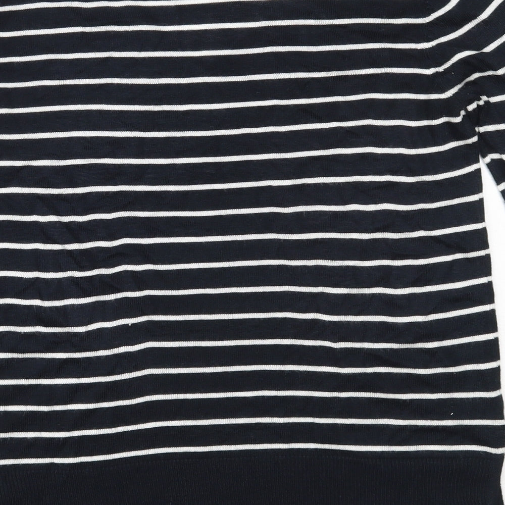 Atmosphere Womens Blue V-Neck Striped Acrylic Pullover Jumper Size 10