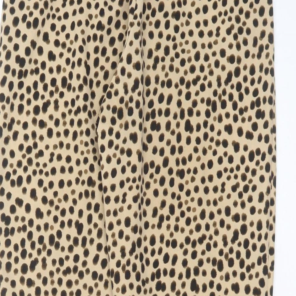 Monki Womens Brown Animal Print Polyester Trousers Size 4 L25 in Regular