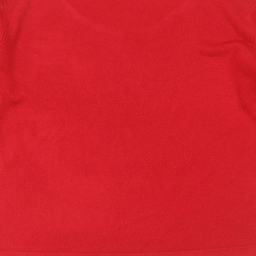 Bonmarché Womens Red Scoop Neck Acrylic Pullover Jumper Size M - sequins