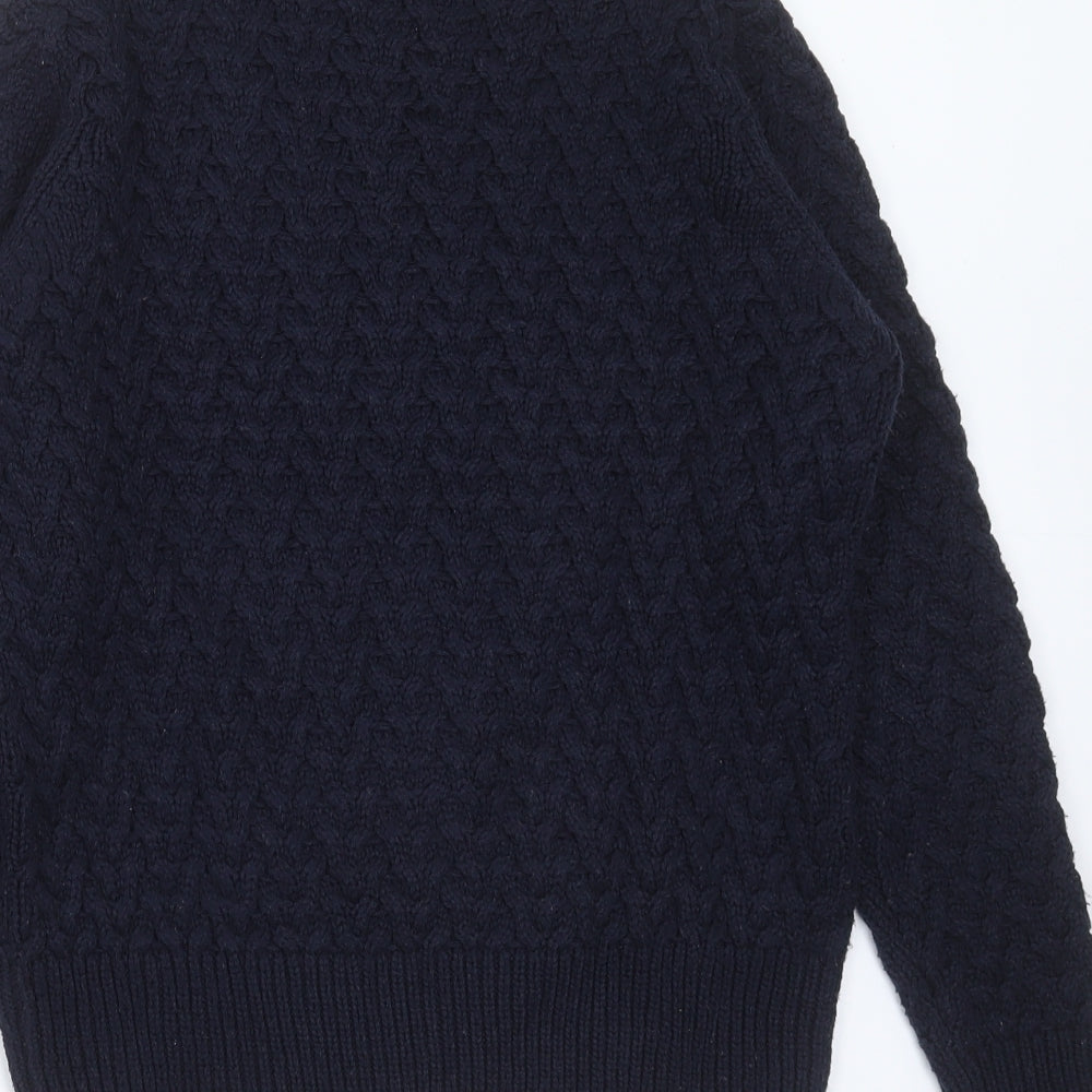QED London Womens Blue Round Neck Geometric Acrylic Pullover Jumper Size S
