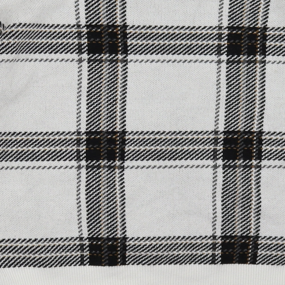 New Look Womens White Check Polyester Pullover Sweatshirt Size S Pullover