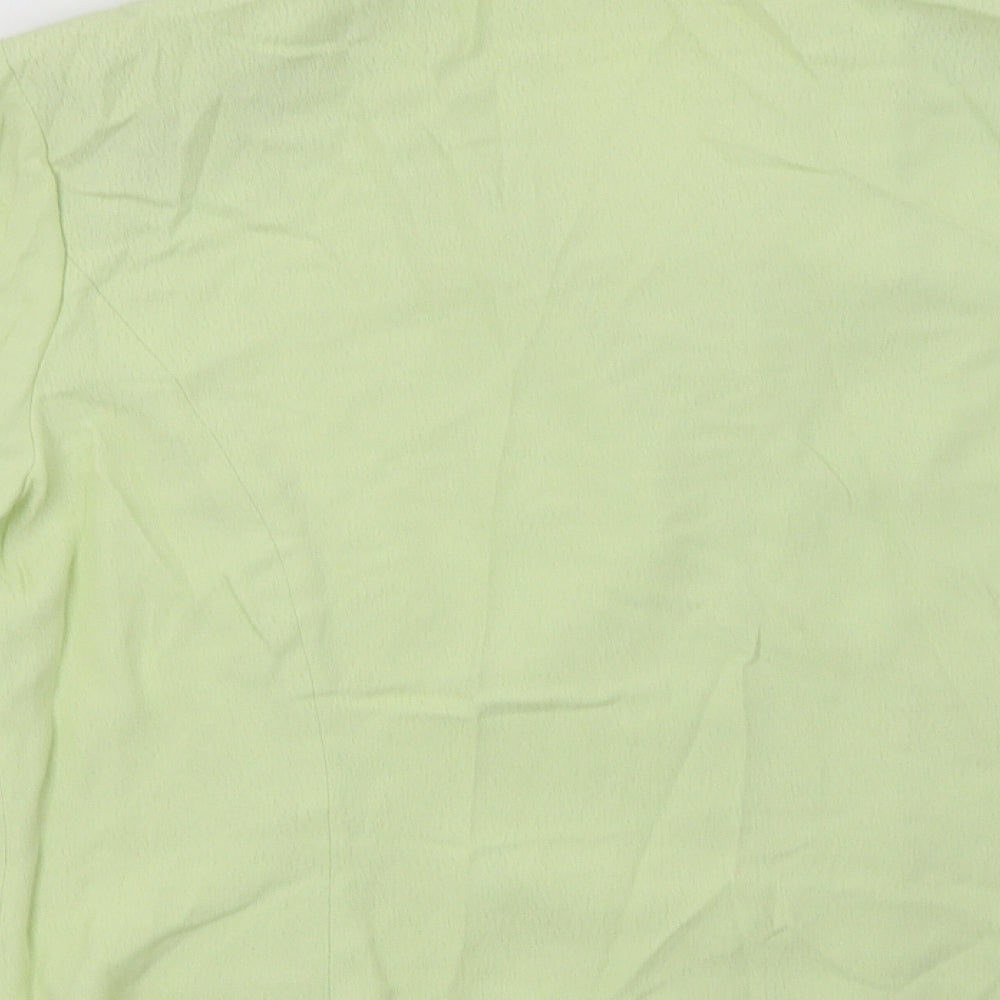 Country Casuals Womens Green Viscose Basic Button-Up Size 14 V-Neck