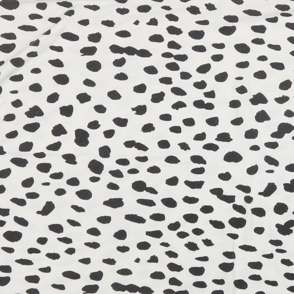 Missguided Womens White Animal Print Cotton Basic Blouse Size 6 Crew Neck