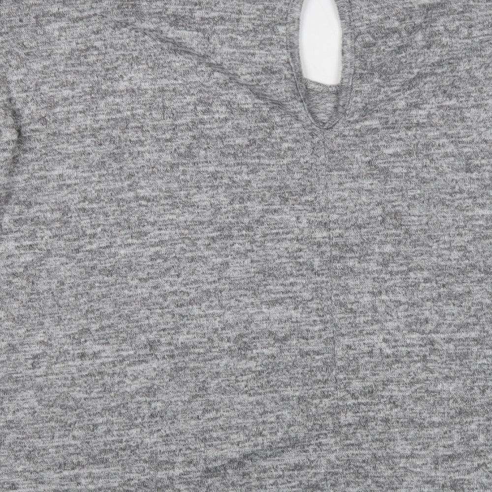 Blue Vanilla Womens Grey V-Neck Polyester Pullover Jumper Size 14