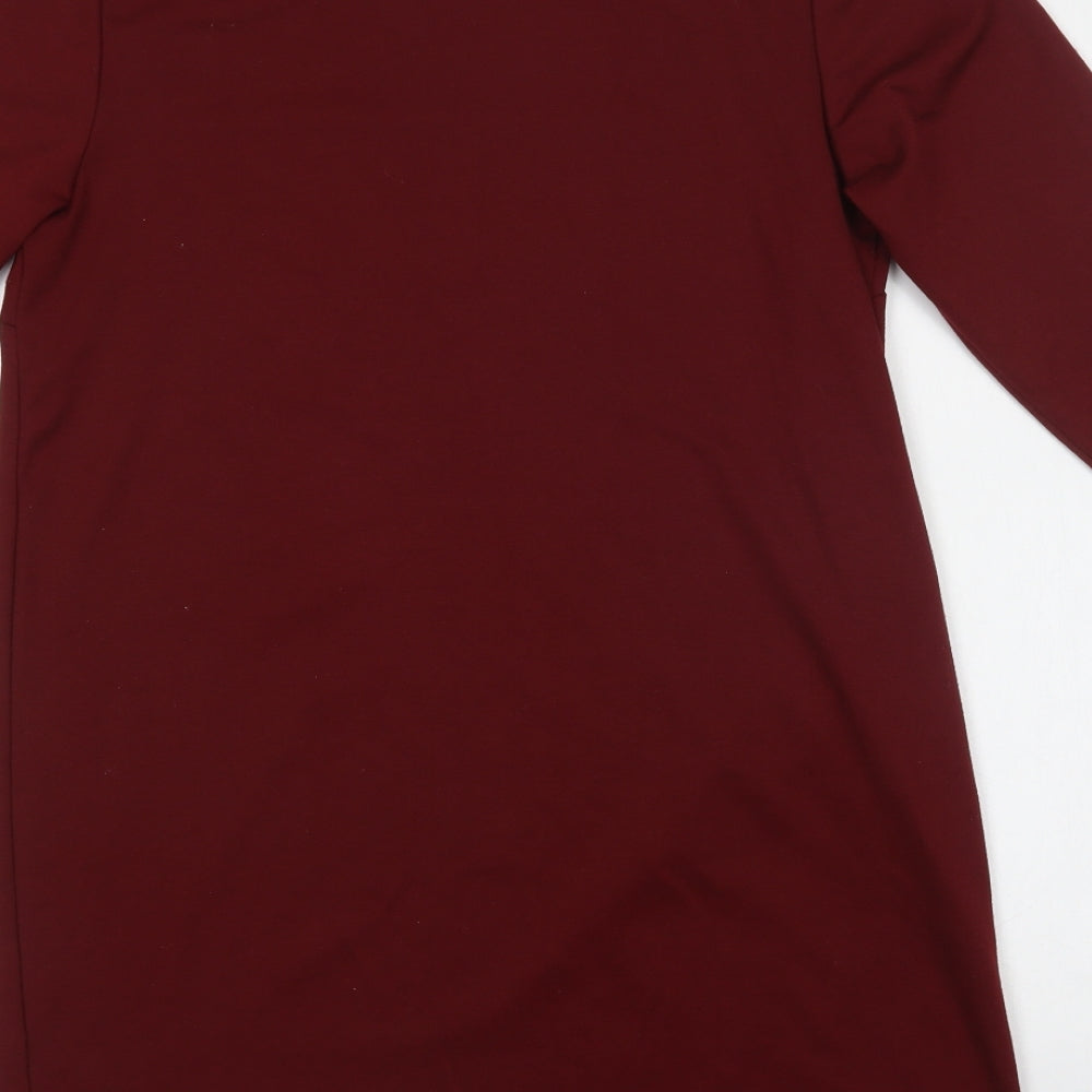 New Look Womens Red Polyester Shift Size 10 Crew Neck