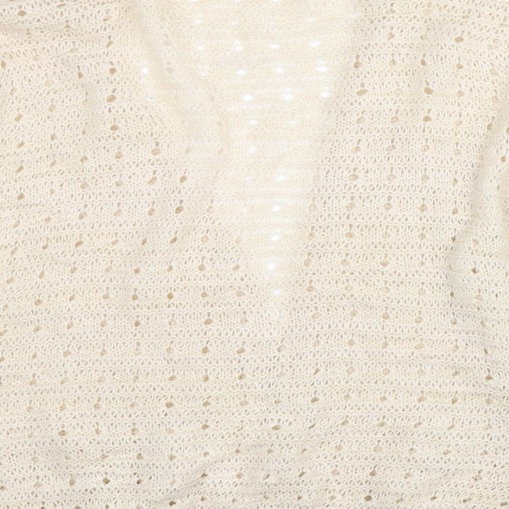 G21 Womens Ivory V-Neck Acrylic Cardigan Jumper Size 12
