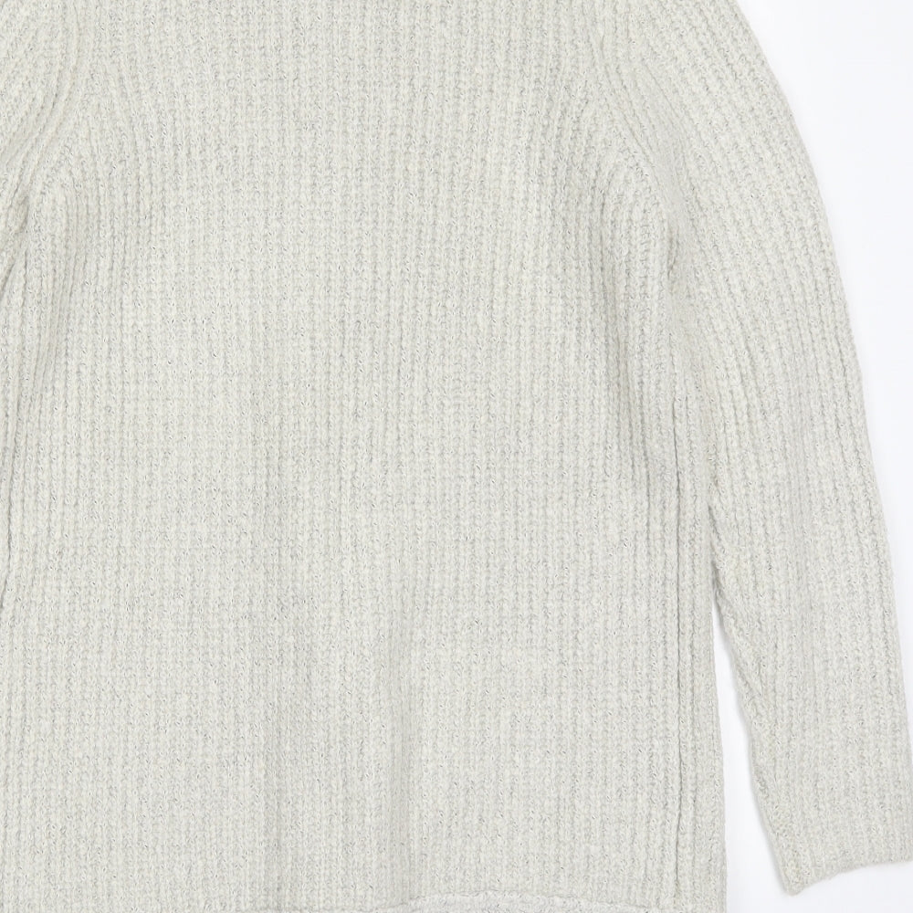 M&Co Womens Grey V-Neck Acrylic Pullover Jumper Size 12
