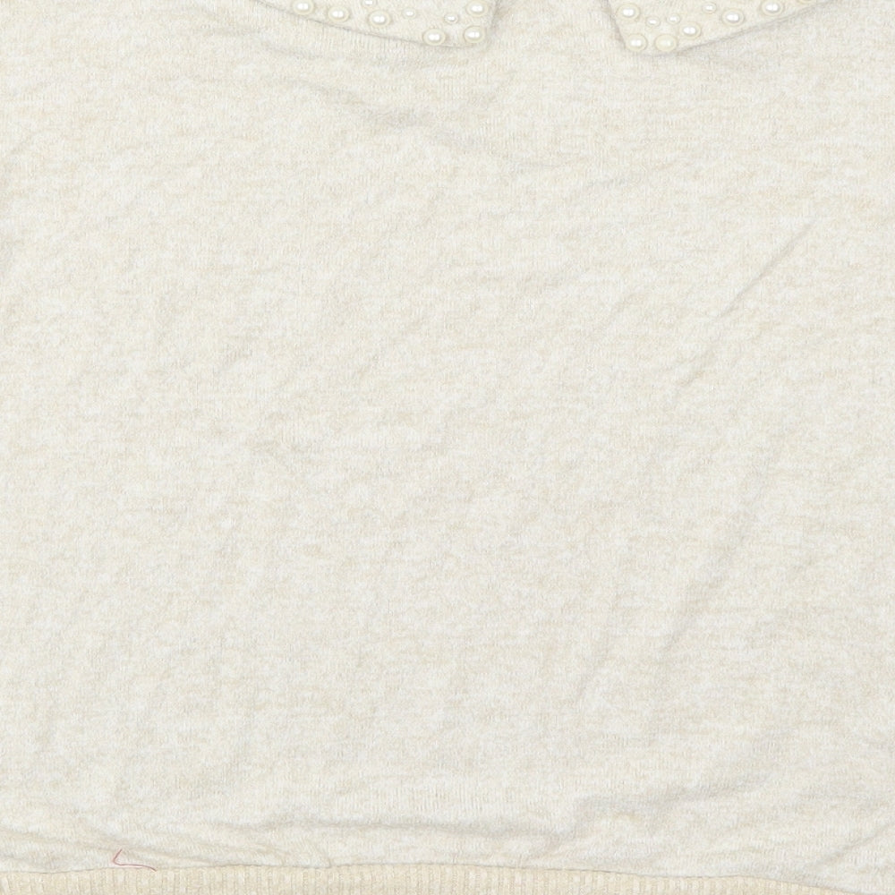 Papaya Womens Beige Polyester Pullover Sweatshirt Size 10 Pullover