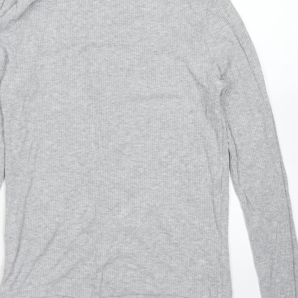 Divided Womens Grey Viscose Basic T-Shirt Size M Roll Neck