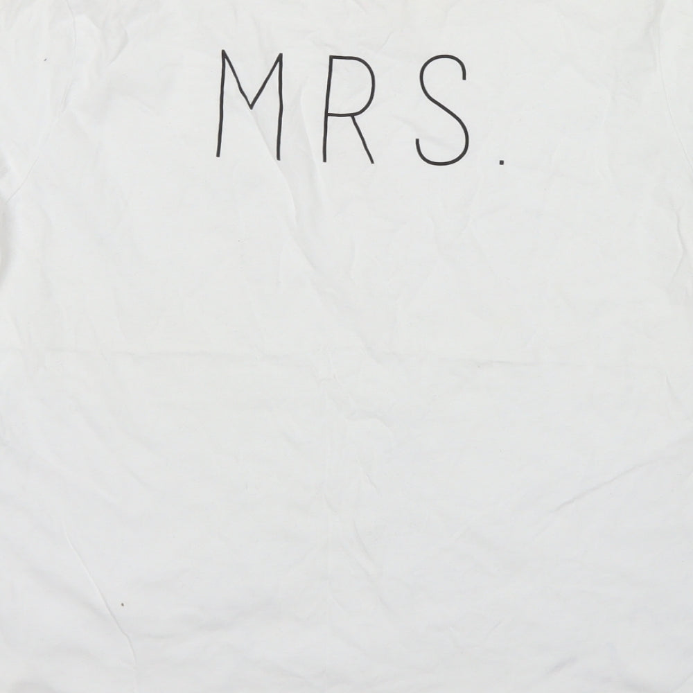 NEXT Womens White Cotton Basic T-Shirt Size M Crew Neck - Mrs
