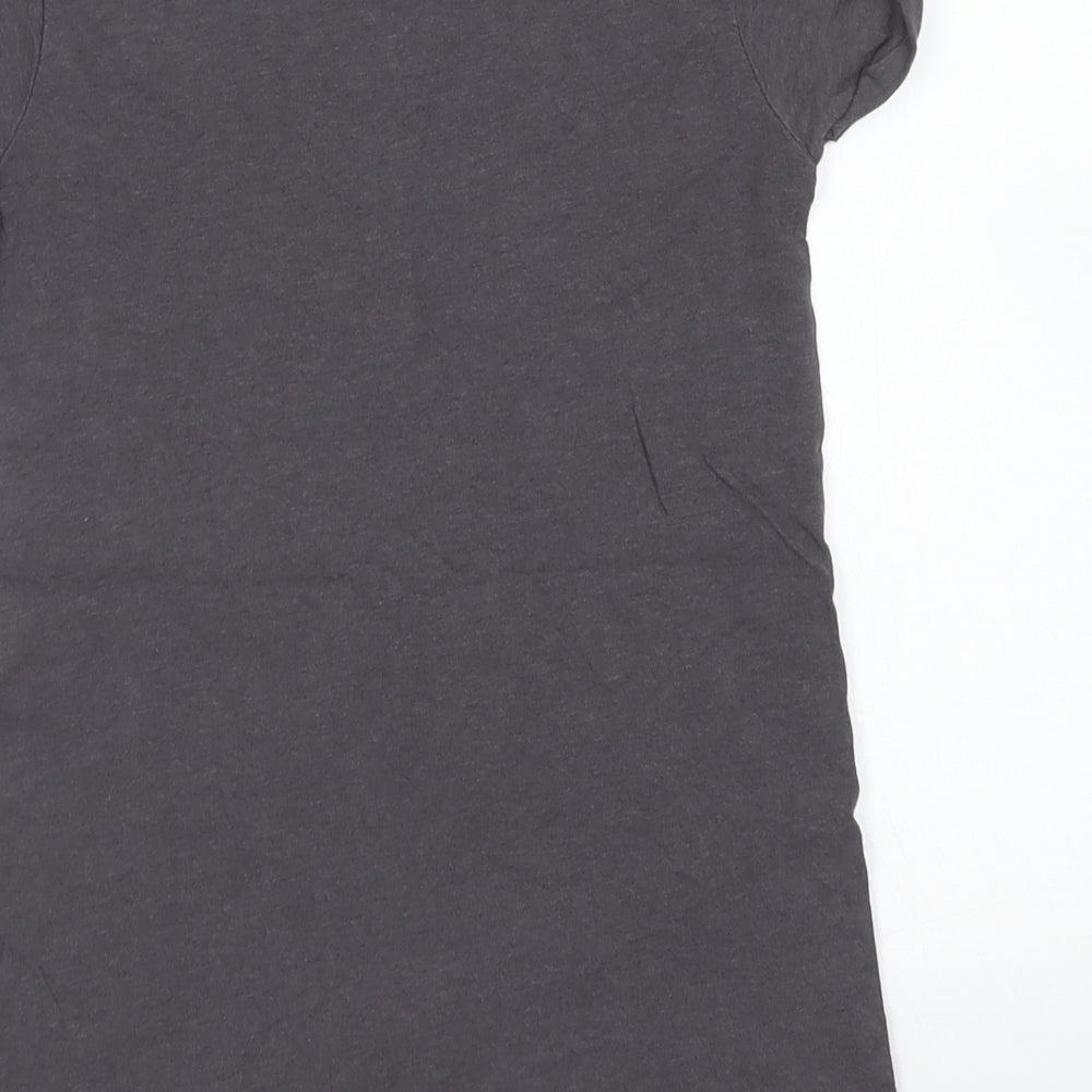 Matalan Girls Grey Cotton Basic T-Shirt Size 6 Years Crew Neck